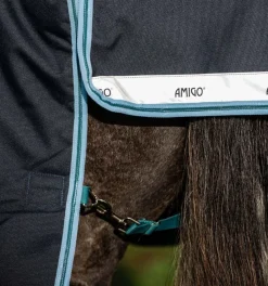 Horseware Ireland Amigo 1200D Plus 250gr - Navy/Aqua/Turquoise< Regndekken