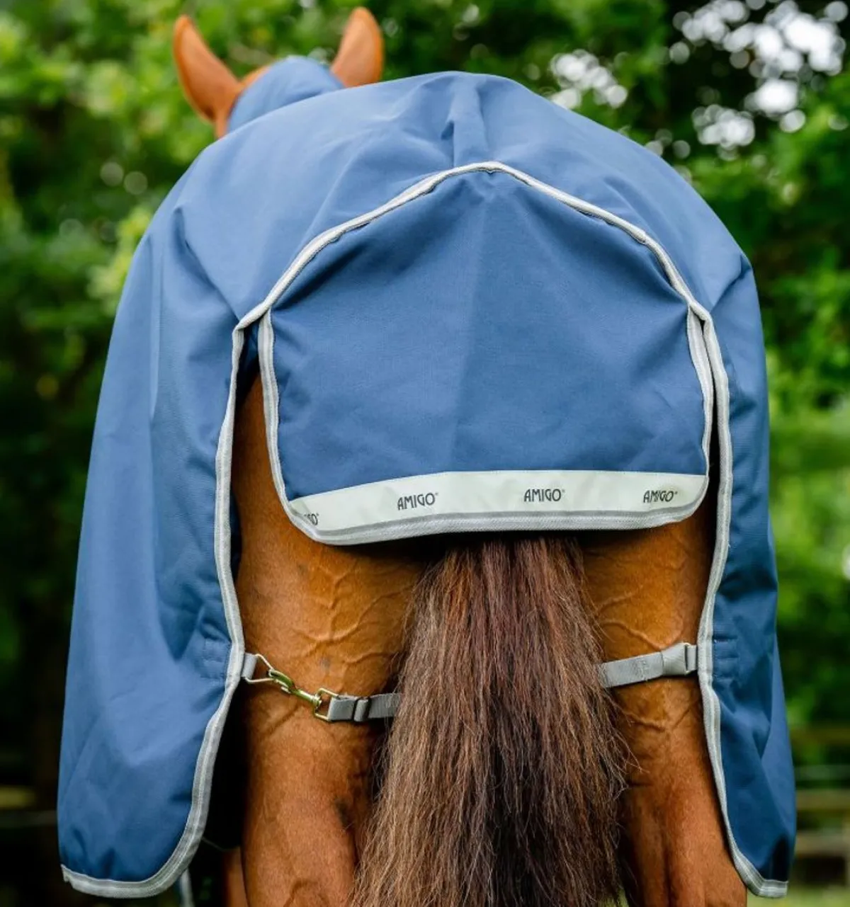 Horseware Ireland Amigo 1200D Plus 400gr - Navy/Titanium< Regndekken