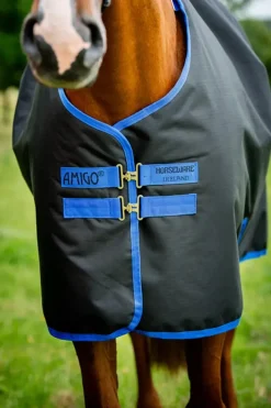Horseware Ireland Amigo Ripstop 900D Ponni Plus 100g - Black/Classic Blue< Regndekken
