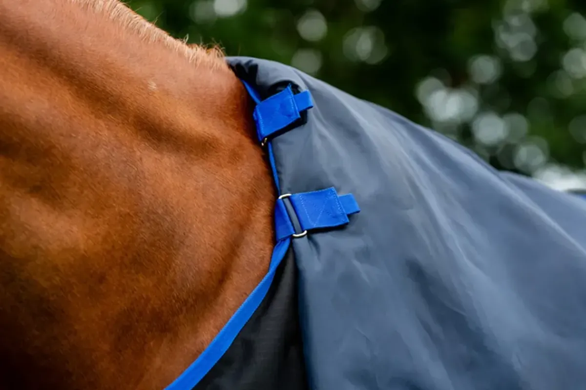 Horseware Ireland Amigo Ripstop 900D Ponni Plus 100g - Black/Classic Blue< Regndekken