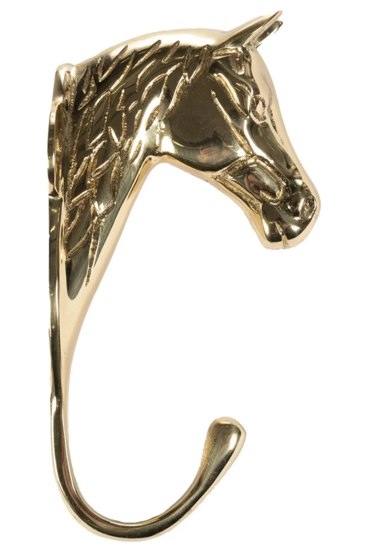 HKM Enkel knagg med hestehode Messing< Stallutstyr