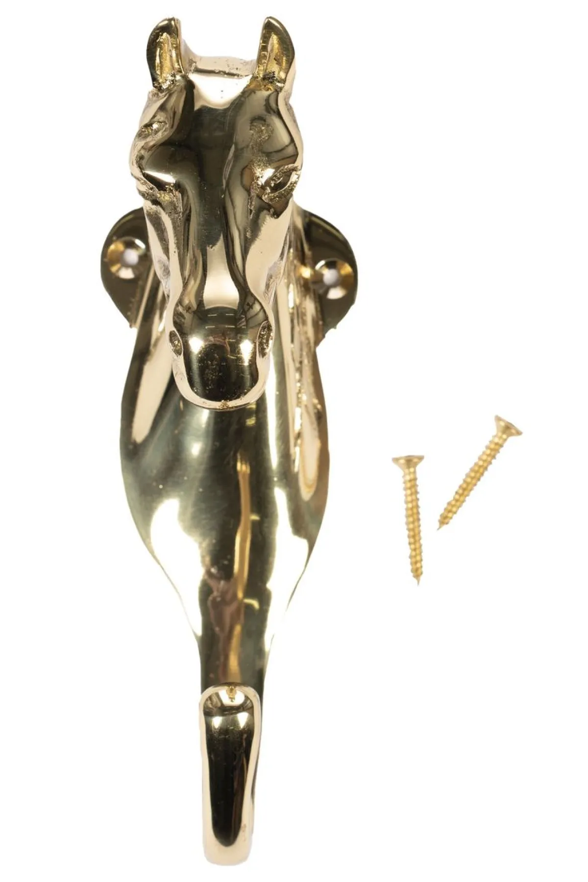 HKM Enkel knagg med hestehode Messing< Stallutstyr