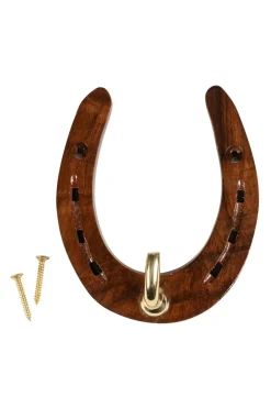 HKM Hestesko Knagg Tre og Messing< Stallutstyr