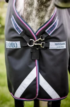 Horseware Ireland Rambo Supreme T/O - VL medium 250g Navy/Burgunder< Regndekken